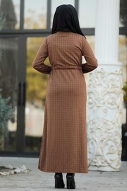 Marron Jaunatre - Neva Style - Robe Hijab - 80380TB - Thumbnail
