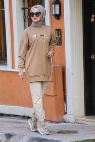 Marron Jaunatre-Neva Style-Tunique Hijab-30080TB - Thumbnail