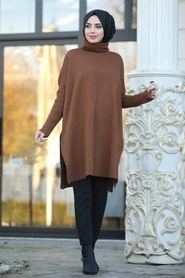 Marron Jaunatre - Neva Style - Tunique Poncho Hijab - 453TB - Thumbnail