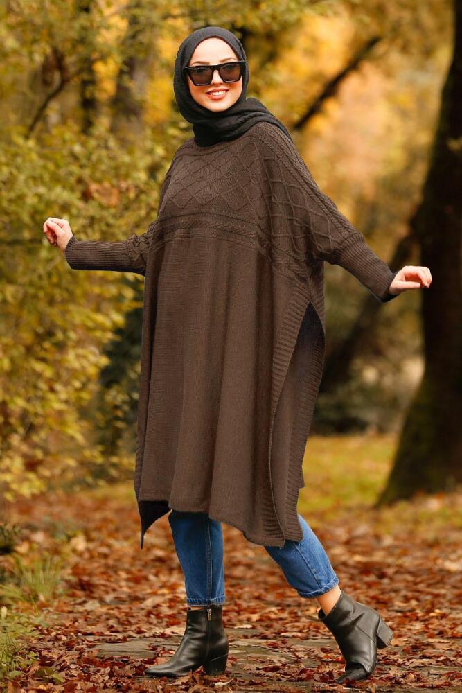 Marron - Nayla Collection - Poncho Hijab 21040KH - 1