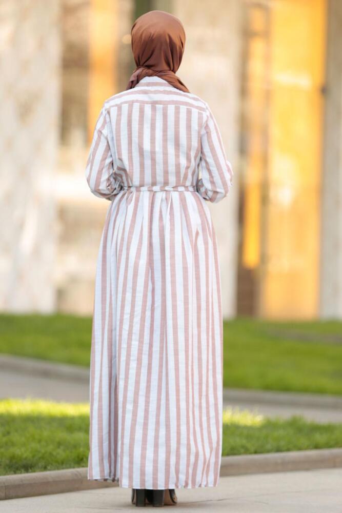 Marron- Nayla Collection - Robe Hijab 162460KH - 3