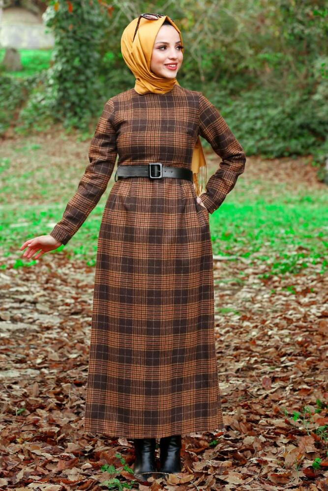 Marron - Nayla Collection - Robe Hijab 4123KH - 1