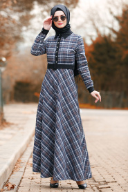 Marron - Nayla Collection - Robe quotidienne Hijab 8369KH - Thumbnail