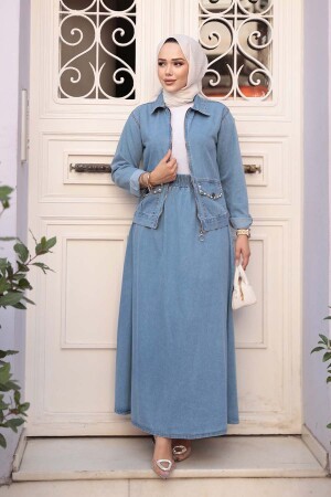 Mavi Tesettür Kot İkili Takım 44752M - 2