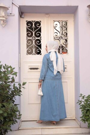 Mavi Tesettür Kot İkili Takım 44752M - 4