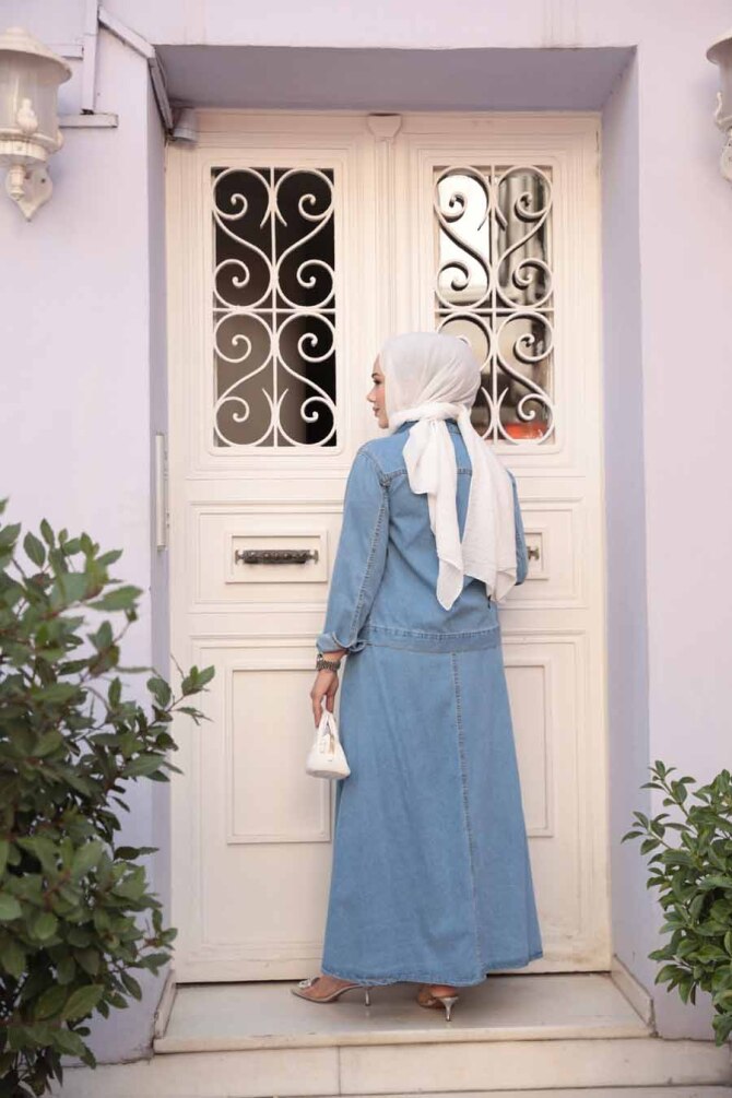 Mavi Tesettür Kot İkili Takım 44752M - 4