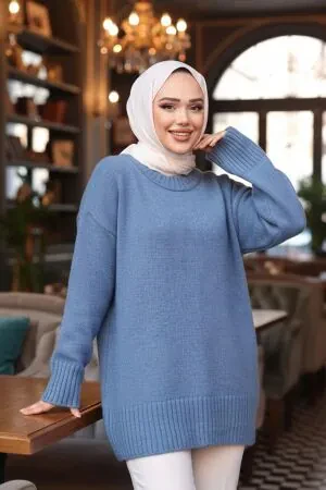 Mavi Tesettür Triko Kazak Tunik 55551M 