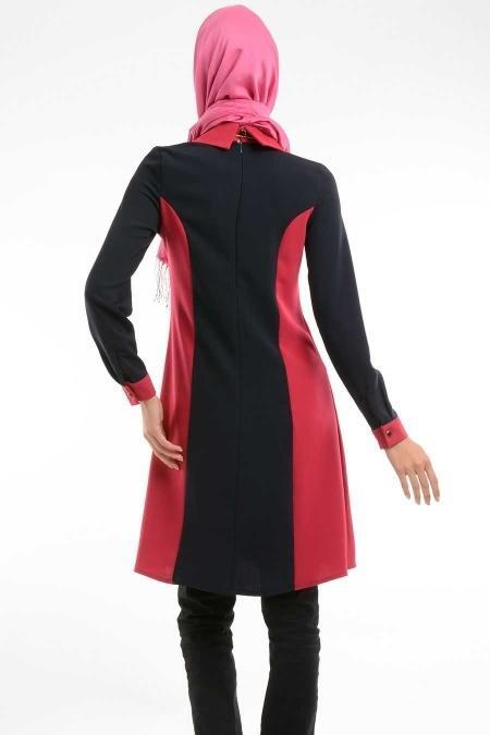 Meltem - Fuşya/Lacivert Tesettür Tunik 764F - 3