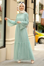 Menthe - Nayla Collection Robe Hijab 100412MINT - Thumbnail