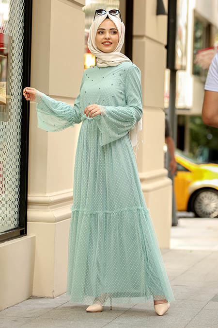 Menthe - Nayla Collection Robe Hijab 100412MINT