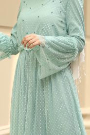 Menthe - Nayla Collection Robe Hijab 100412MINT - Thumbnail