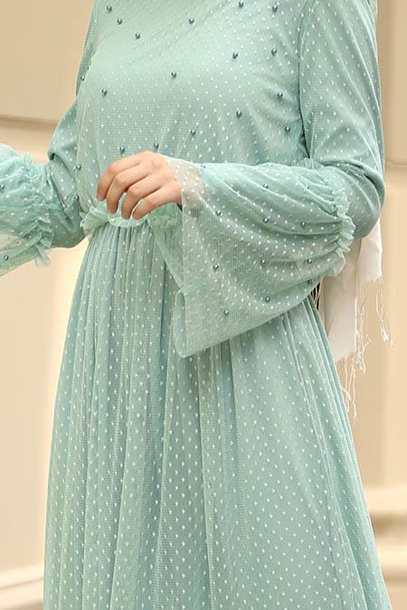 Menthe - Nayla Collection Robe Hijab 100412MINT - 2