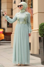Menthe - Nayla Collection - Robe Hijab - 1325MINT - Thumbnail