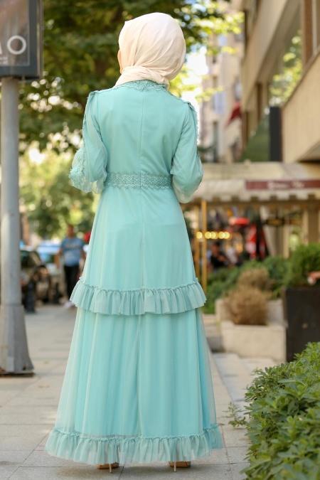 Menthe - Nayla Collection Robe Hijab 3708MINT - 2