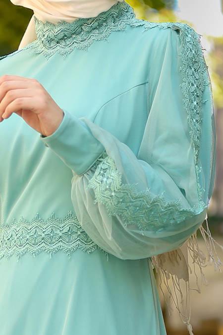 Menthe - Nayla Collection Robe Hijab 3708MINT - 3