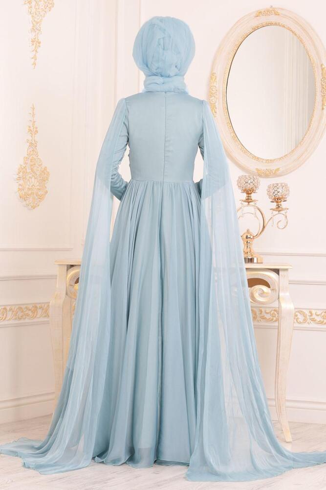 Menthe-Tesettürlü Abiye Elbise - Robe de Soirée Hijab 3626MINT - 2