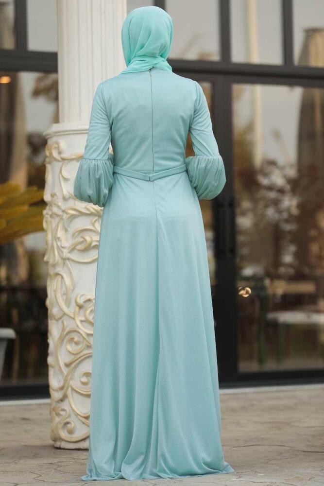 Menthe - Tesettürlü Abiye Elbise - Robe de Soirée Hijab - 39610MINT - 2