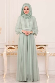 Menthe - Tuay - Robe de Soirée Hijab - 30632MINT - Thumbnail