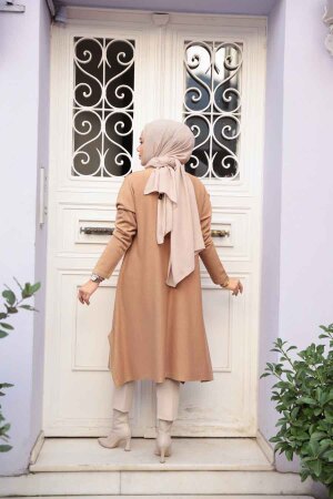 Merserize Bisküvi Tesettür Triko Panço Tunik 56401BS - 4