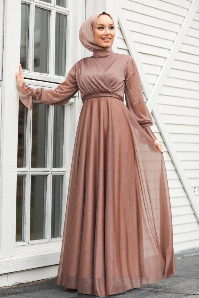 Neva Style - Plus Size Mink Hijab Engagement Dress 22202V - 2