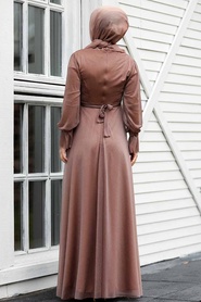 Neva Style - Plus Size Mink Hijab Engagement Dress 22202V - Thumbnail