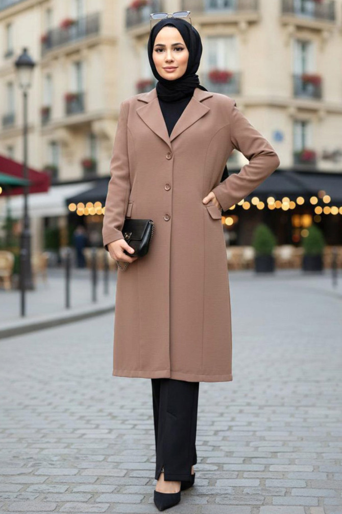 Mink Hijab Blazer Jacket 56950V - NEVA STYLE