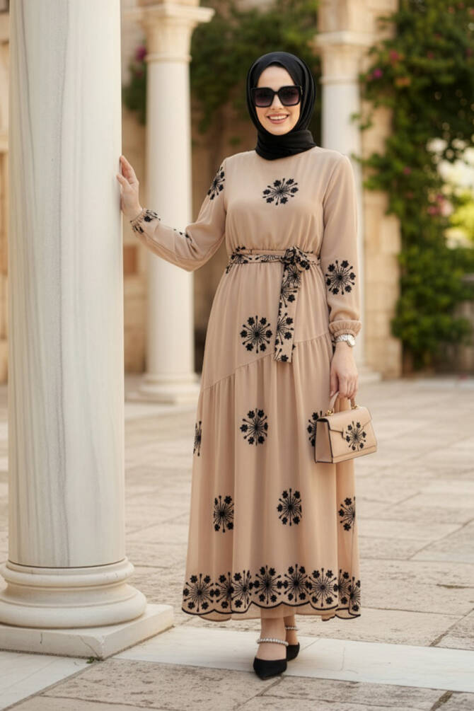 Mink Hijab Dress 1332V - NEVA STYLE