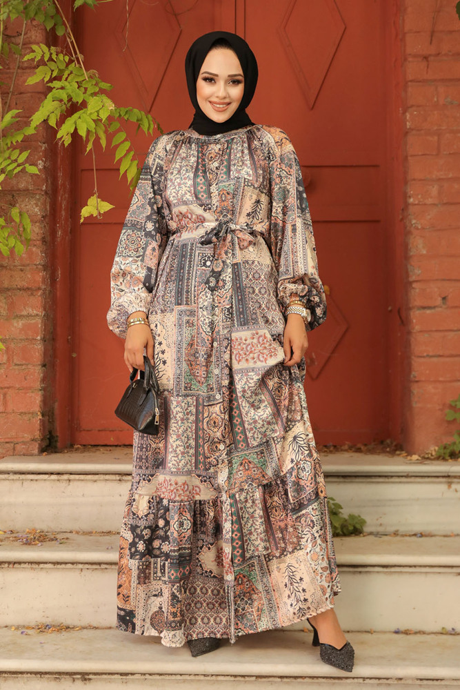 Mink Hijab Dress 23155V - 2