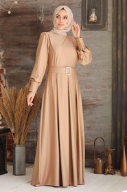 Mink Hijab Evening Dress 11721V - Thumbnail
