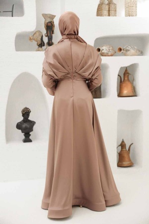 Neva Style - Luxorious Mink Modest Islamic Clothing Prom Dress 22451V - 5