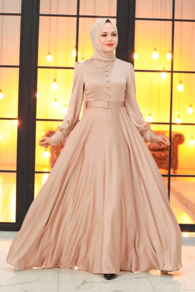 Neva Style - Luxorious Mink Islamic Wedding Gown 3038V - 2