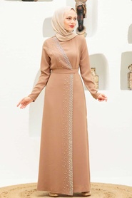 Neva Style - Mink Turkish Muslim Wedding Dress 32150V - Thumbnail