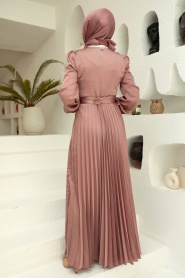 Neva Style - Elegant Mink Islamic Clothing Wedding Dress 3452V - Thumbnail
