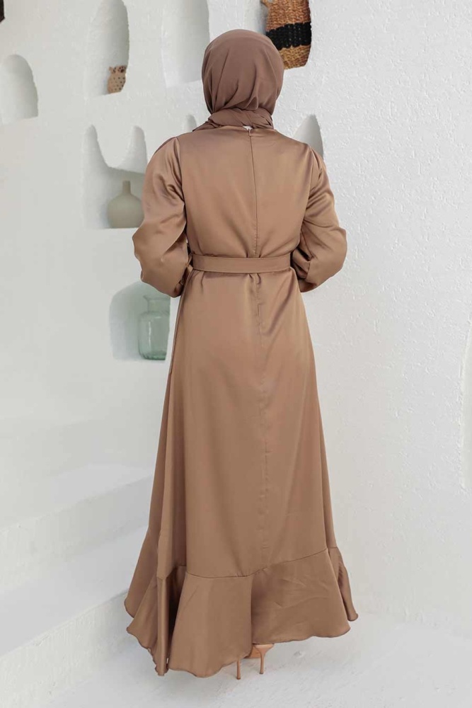 Neva Style - Elegant Mink Muslim Fashion Evening Dress 4566V - 2