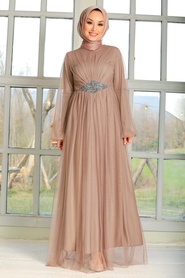 Neva Style - Stylish Mink Modest Evening Gown 54230V - Thumbnail