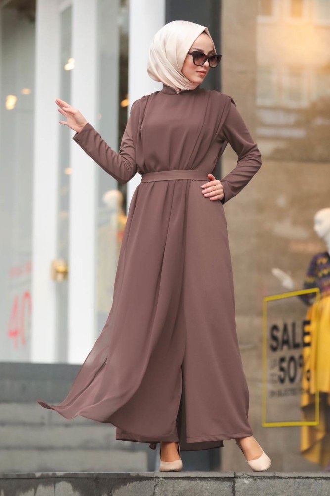 Mink Hijab Evening Jumpsuit 51182V - 1