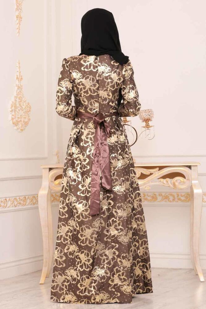 Mink Hijab Evening Dress 82458SV - 2