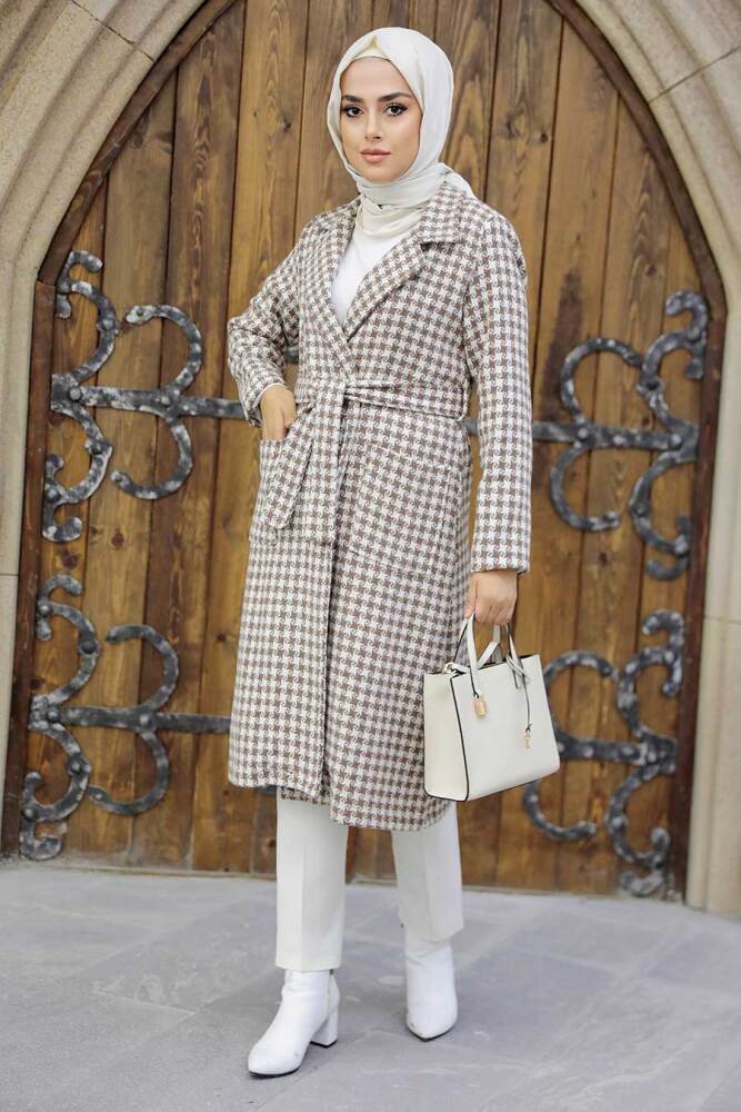 Mink Hijab Stamp Coat 2341V - 1