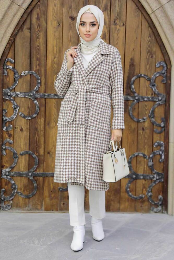 Mink Hijab Stamp Coat 2341V - 3