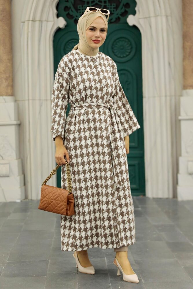 Mink Hijab Stamp Coat 5663V - 1