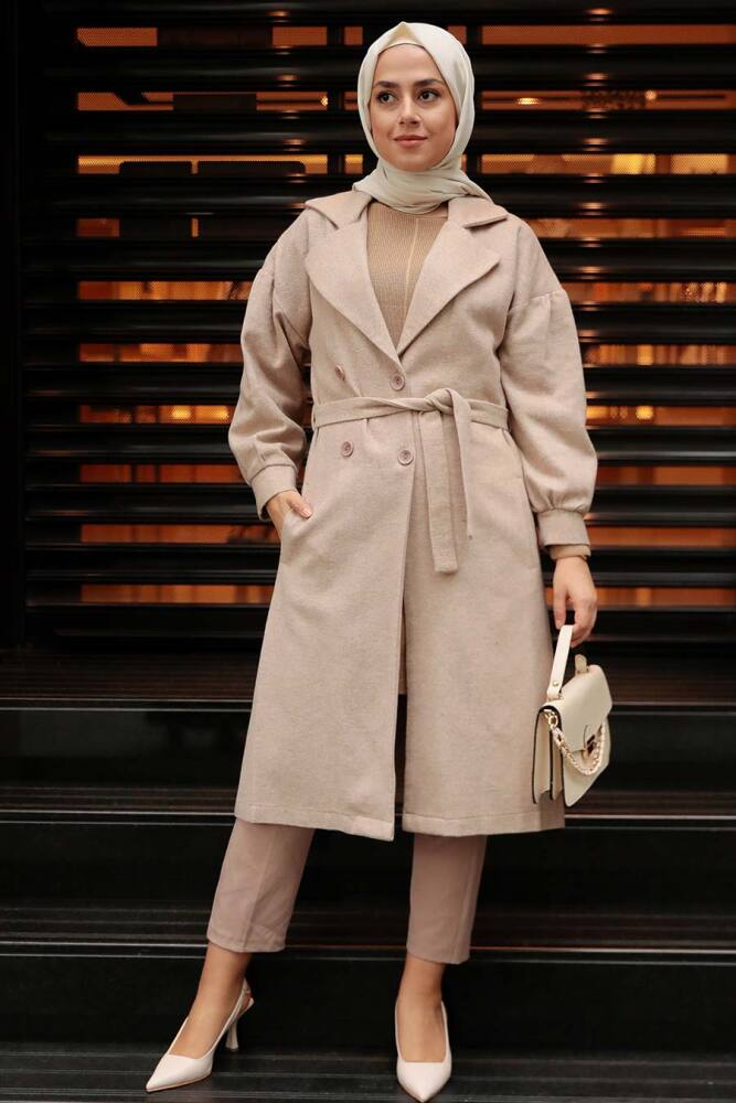 Mink Hijab Stamp Coat 5802V - 6
