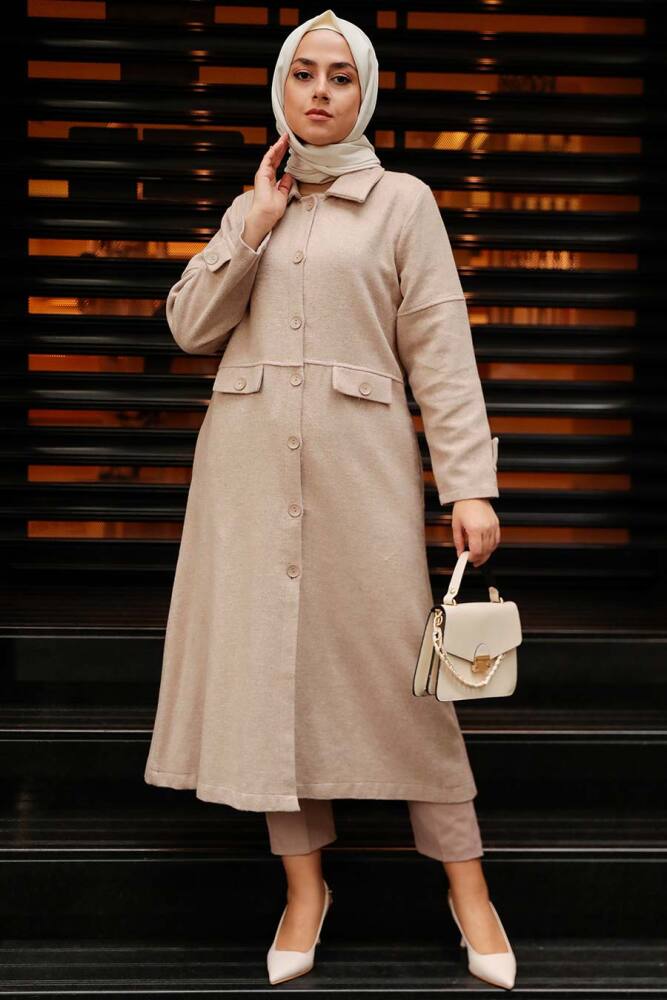 Mink Hijab Stamp Coat 5808V - 4