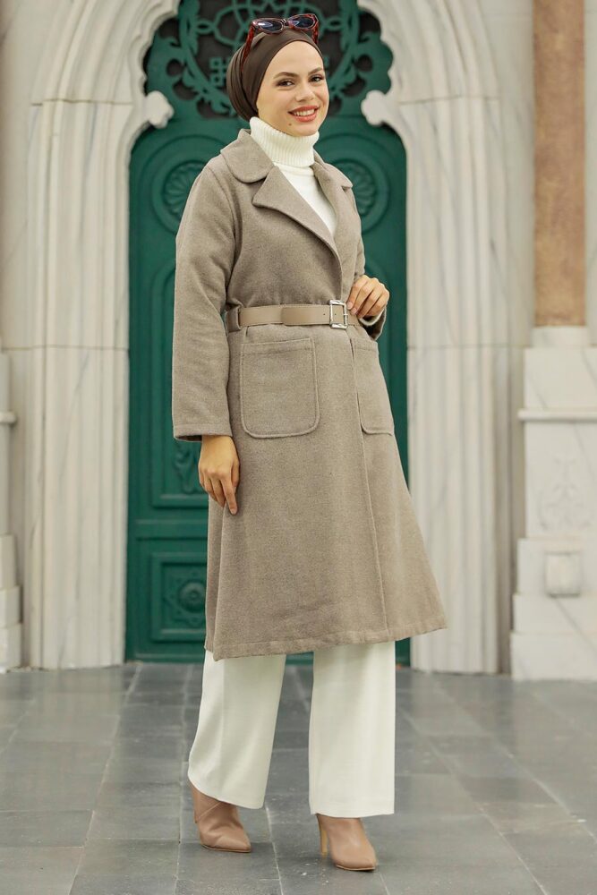 Mink Hijab Stamp Coat 5809V - 3
