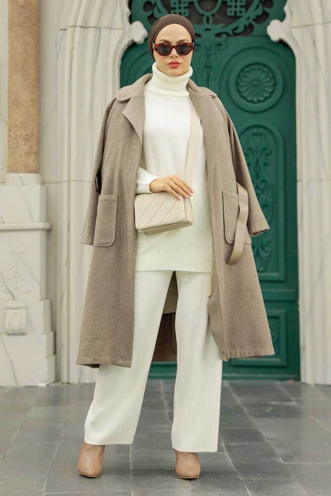 Mink Hijab Stamp Coat 5809V - 4
