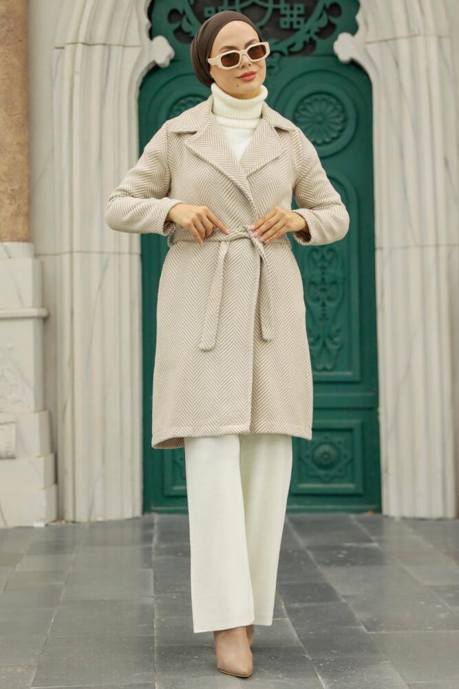 Mink Hijab Stamp Coat 5825V - 3