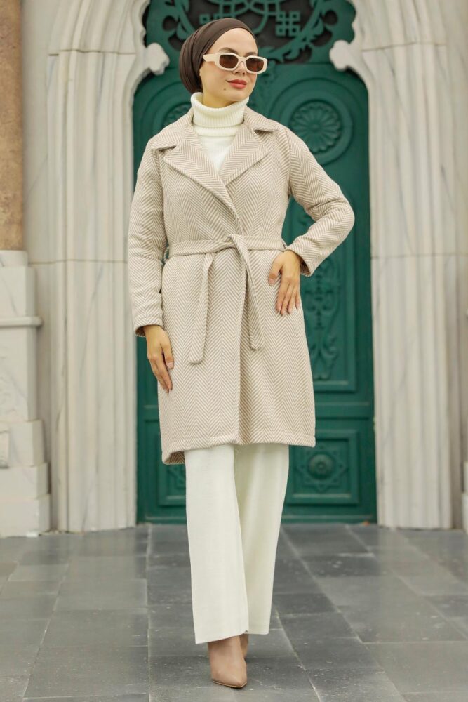 Mink Hijab Stamp Coat 5825V - 2