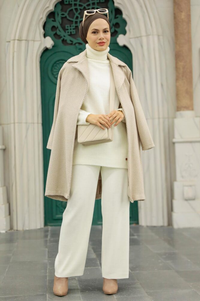 Mink Hijab Stamp Coat 5825V - 6
