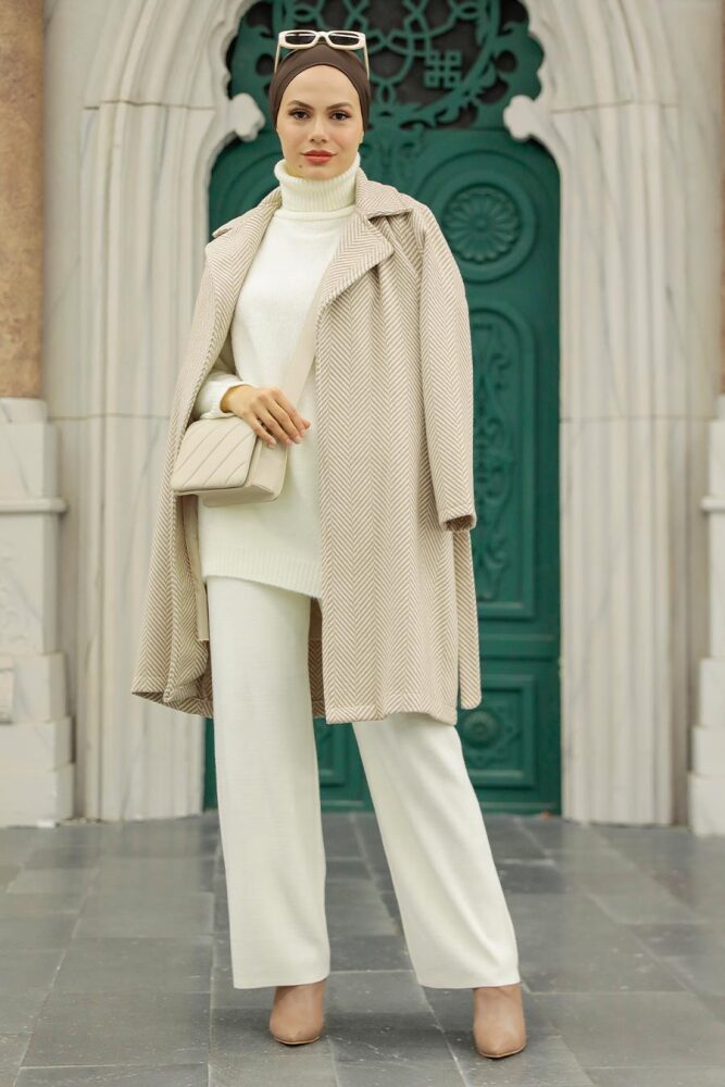 Mink Hijab Stamp Coat 5825V - 7