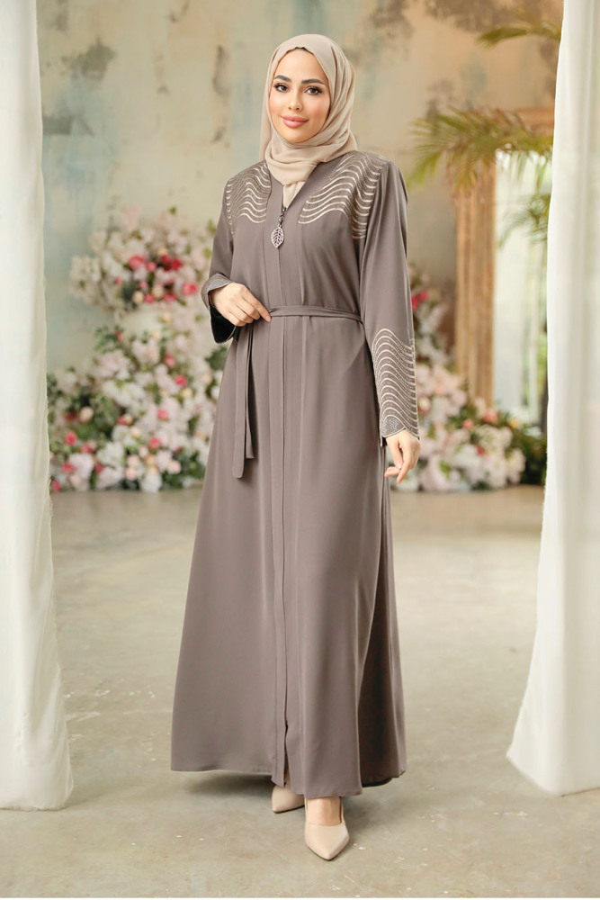 Mink Modest Plus Size Abaya 29105V - 1