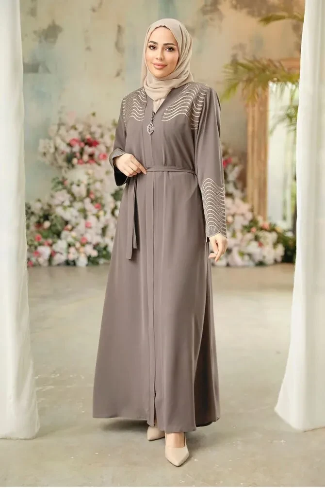Mink Modest Plus Size Abaya 29105V - 1